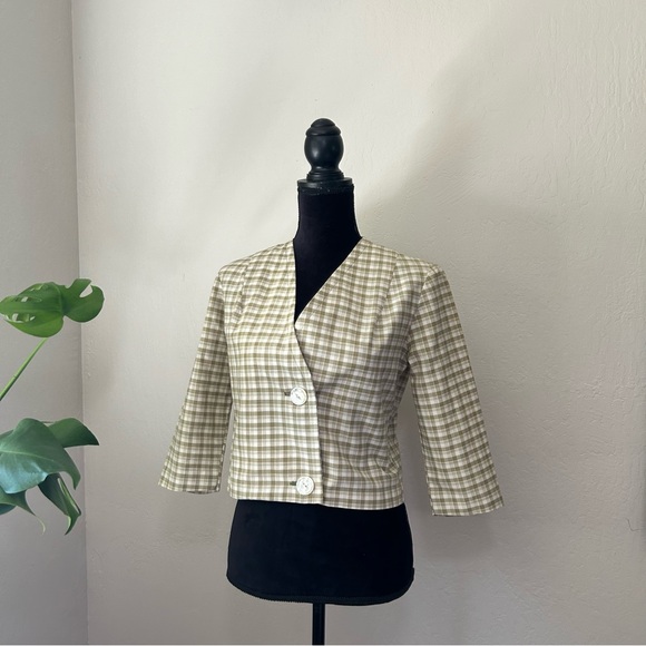 AM023028 GREEN GINGHAM WARM COAT
